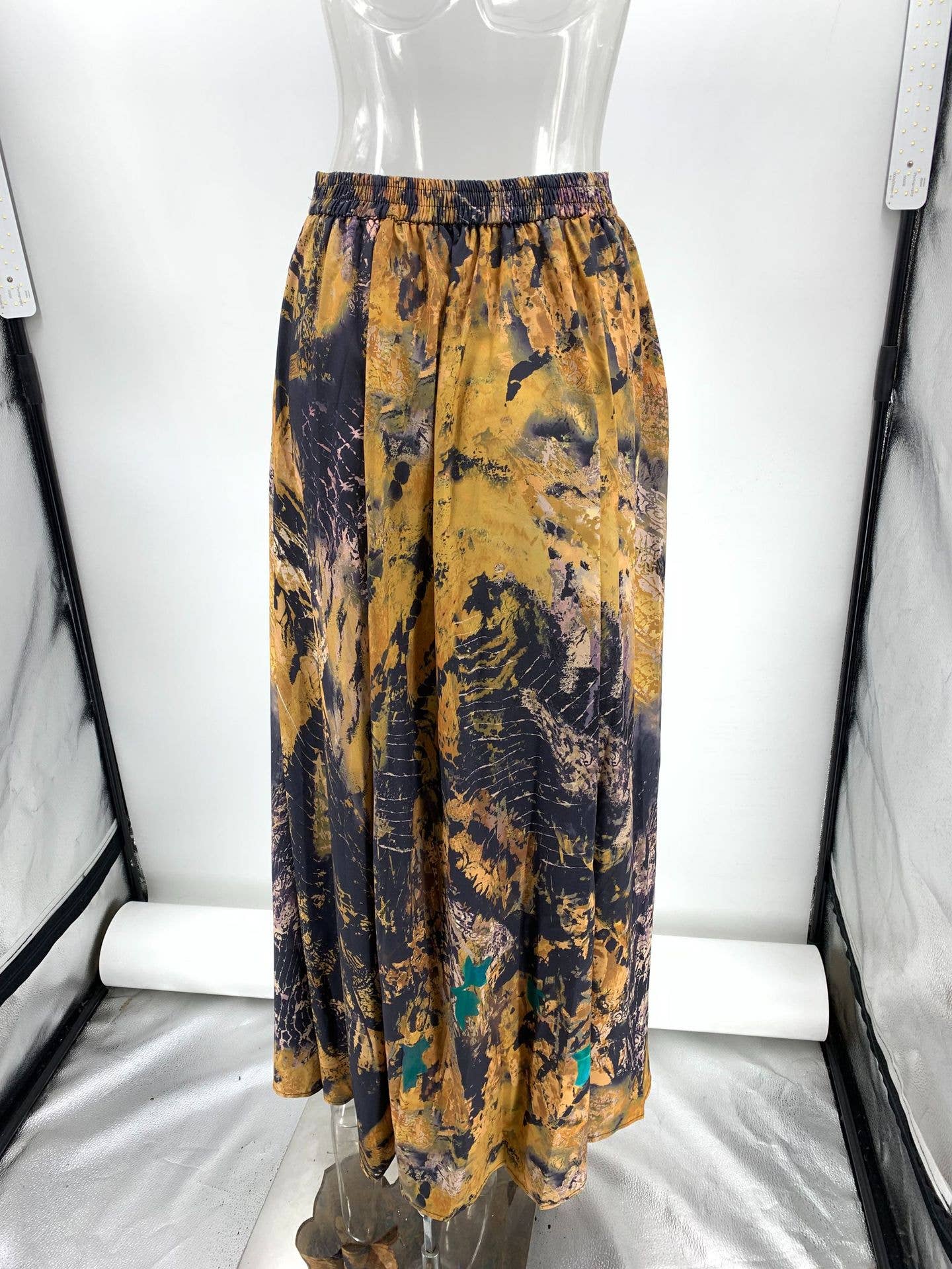 Burnished Print Maxi Skirt