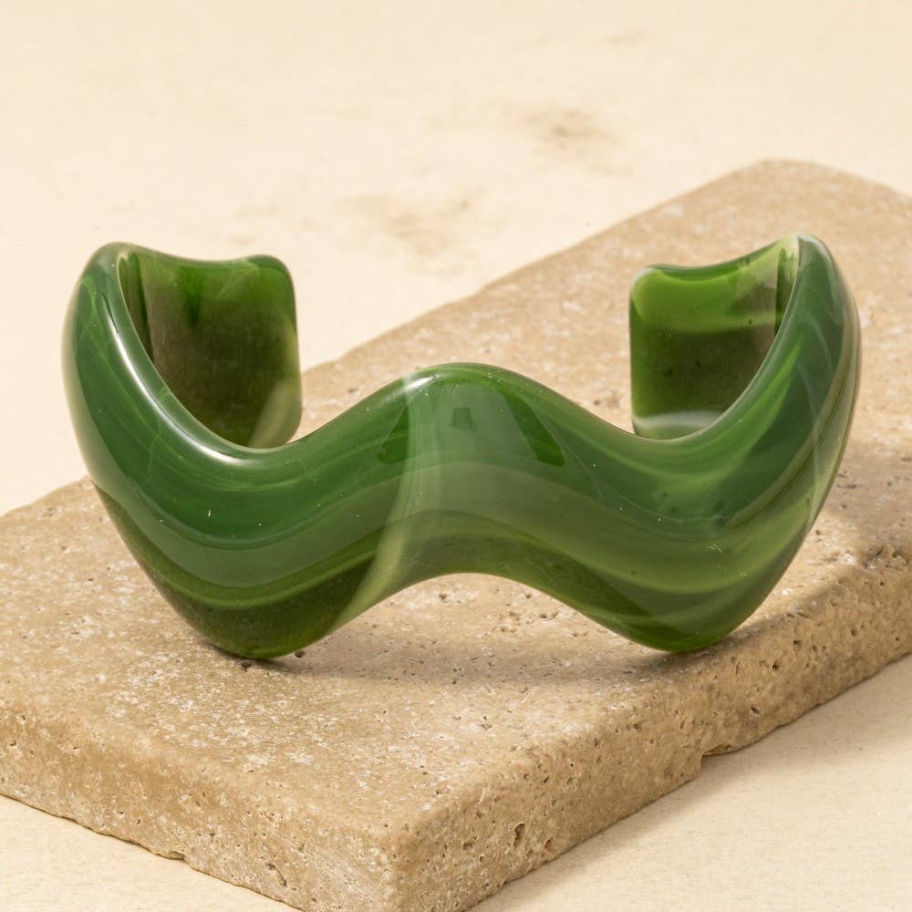 Wavy Marble Resin Cuff Bracelet