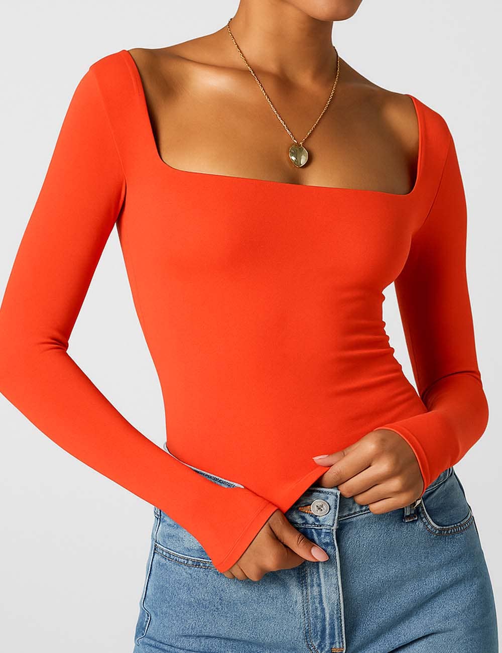 Square Neck Cropped Basic Tee