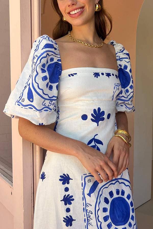 Lantern Sleeve Swing Dress