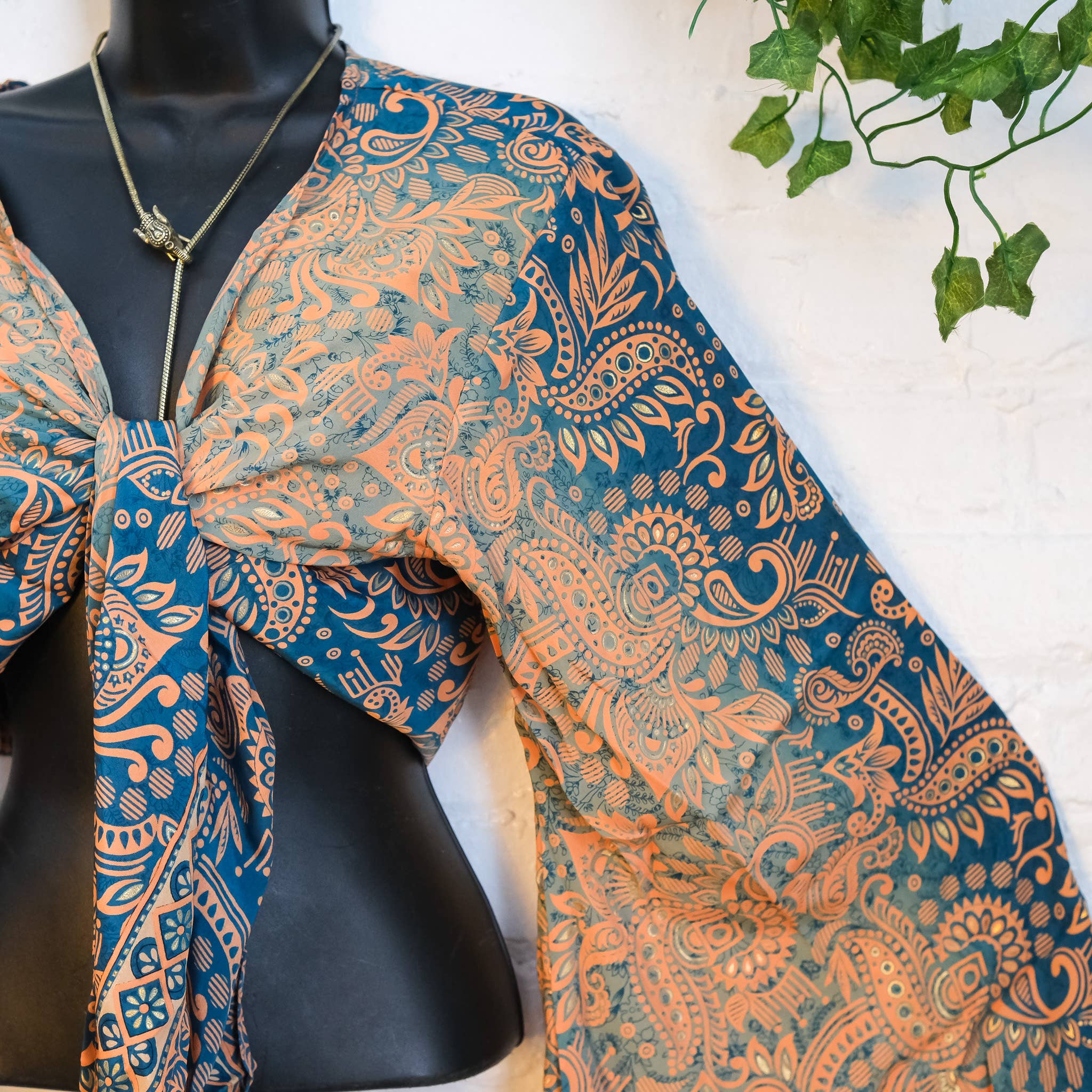 Bohemian  Style Bell Sleeve Wrap Top