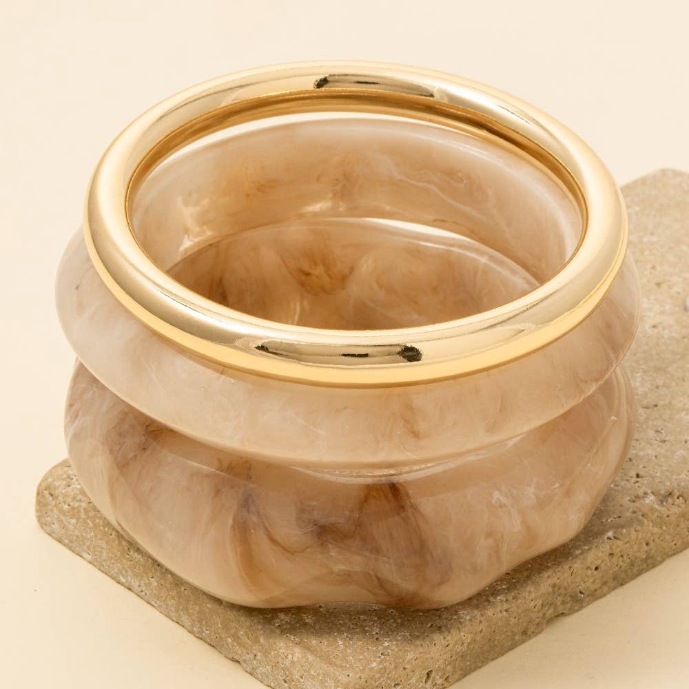 Marble Resin Bangle Bracelet Set