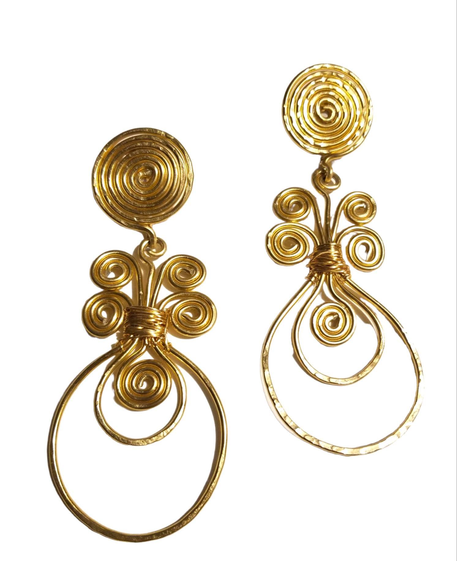Whimsical Boho Gold Statement Earrings