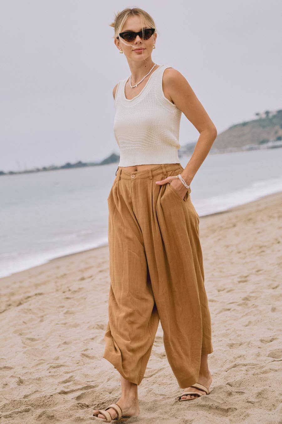 Plus Acid Washed Cotton Palazzo Pants