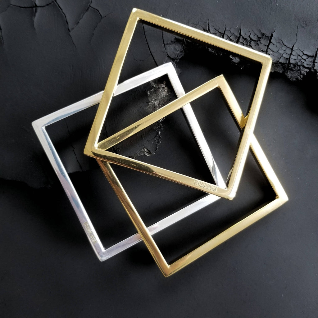 Silver Square Bangle Bracelet