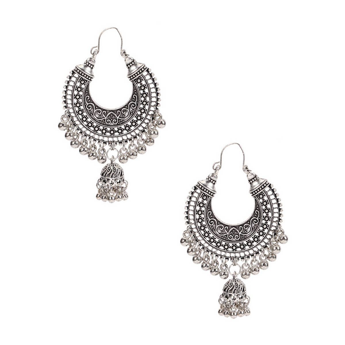 RETRO CRESCENT BELL EARRINGS