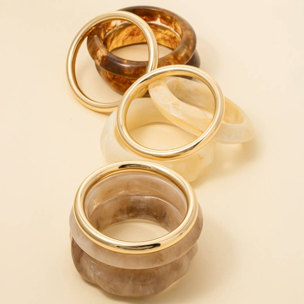 Marble Resin Bangle Bracelet Set